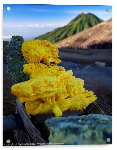 Indonesia sulphur blocks mountain summit mining Acrylic by Spotmatik 