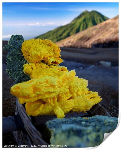 Indonesia sulphur blocks mountain summit mining Print by Spotmatik 