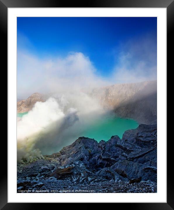 Ijen Java Indonesia smoking acidic crater lake volcano  Framed Mounted Print by Spotmatik 
