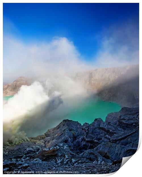 Ijen Java Indonesia smoking acidic crater lake volcano  Print by Spotmatik 