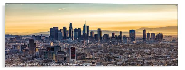 Aerial Panoramic view of Los Angeles sunrise USA Acrylic by Spotmatik 