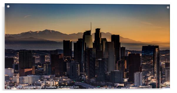 Aerial Panorama view at dawn downtown Los Angeles  Acrylic by Spotmatik 