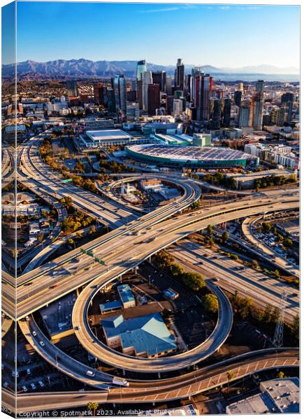Aerial Los Angeles Santa Monica and Harbor Freeway  Canvas Print by Spotmatik 