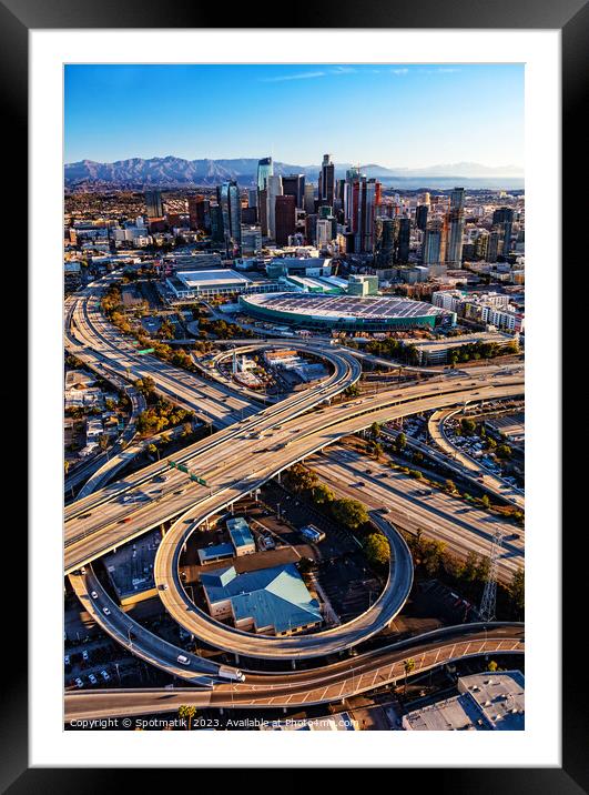 Aerial Los Angeles Santa Monica and Harbor Freeway  Framed Mounted Print by Spotmatik 