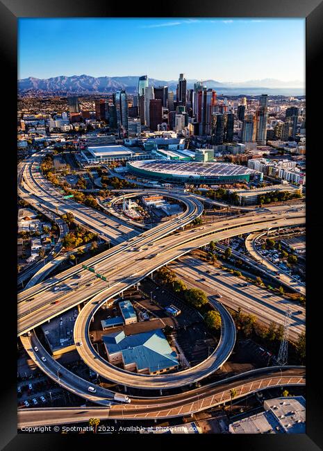 Aerial Los Angeles Santa Monica and Harbor Freeway  Framed Print by Spotmatik 