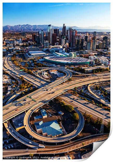 Aerial Los Angeles Santa Monica and Harbor Freeway  Print by Spotmatik 