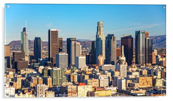 Aerial Los Angeles city skyline Southern California America Acrylic by Spotmatik 