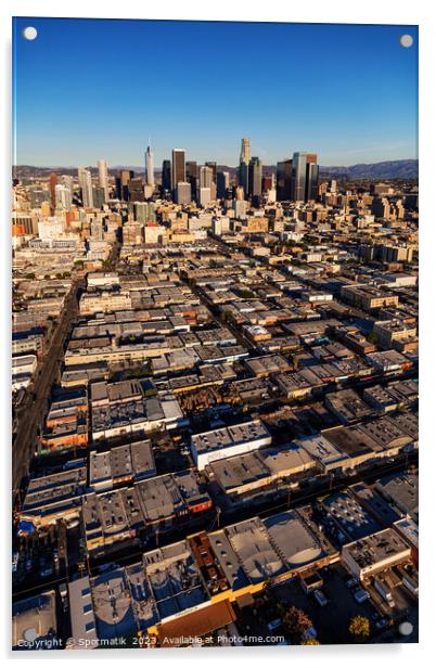 Aerial of Urban Los Angeles city skyscrapers America Acrylic by Spotmatik 
