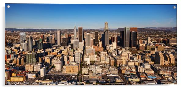 Aerial Panoramic view of Los Angeles downtown California Acrylic by Spotmatik 