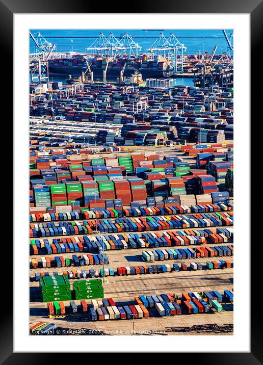 Container Port Los Angeles a Global freight facility  Framed Mounted Print by Spotmatik 