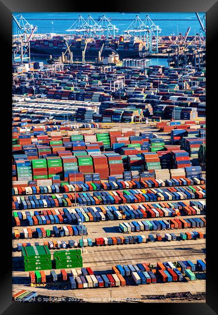 Container Port Los Angeles a Global freight facility  Framed Print by Spotmatik 