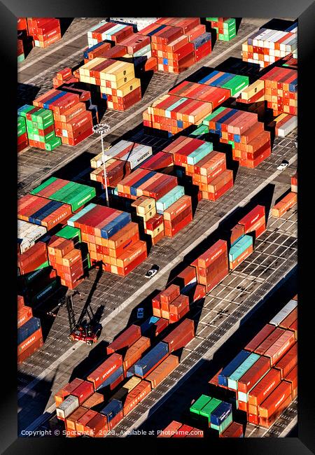 Port of Los Angeles containers ready for shipping  Framed Print by Spotmatik 