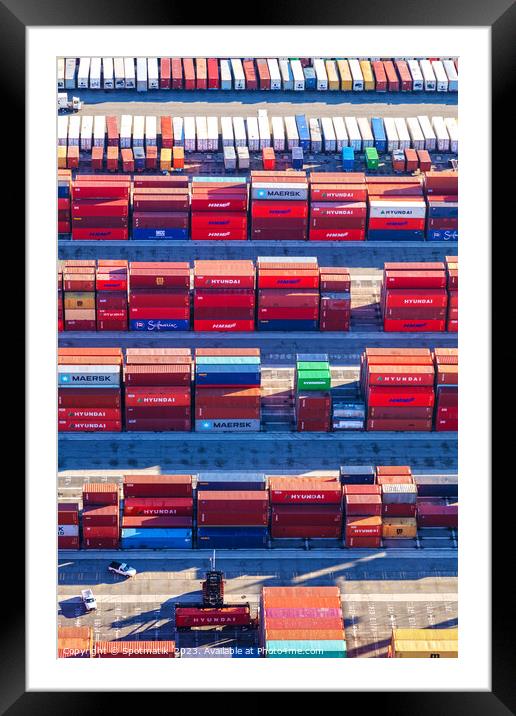 Cargo freight containers Port of Los Angeles California  Framed Mounted Print by Spotmatik 