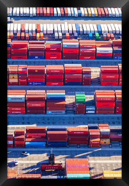 Cargo freight containers Port of Los Angeles California  Framed Print by Spotmatik 