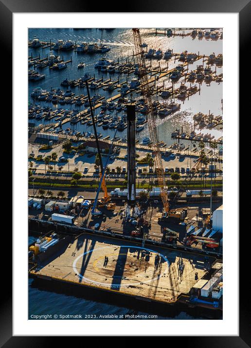 Aerial Space X Long beach boat marina Port Los Angeles Framed Mounted Print by Spotmatik 