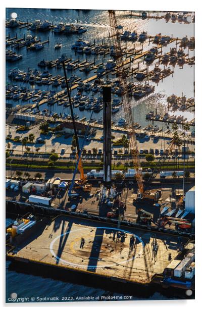 Aerial Space X Long beach boat marina Port Los Angeles Acrylic by Spotmatik 