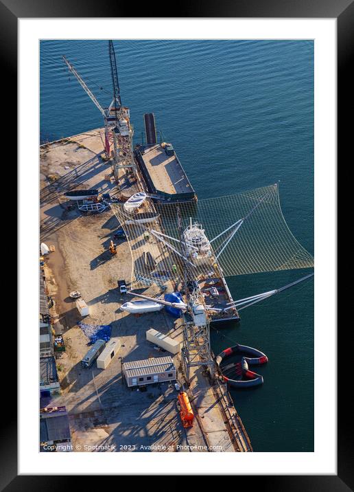 Aerial Mr Steven marine vessel recovery of SpaceX  Framed Mounted Print by Spotmatik 