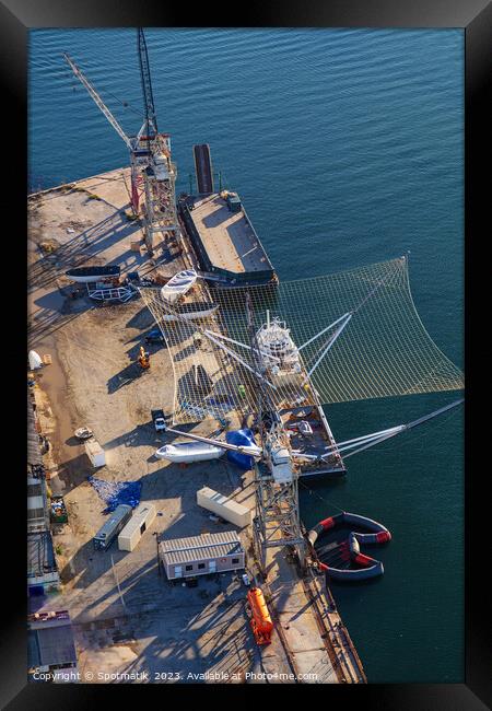Aerial Mr Steven marine vessel recovery of SpaceX  Framed Print by Spotmatik 