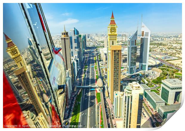 Aerial Helicopter view of Dubai City Skyline UAE Print by Spotmatik 