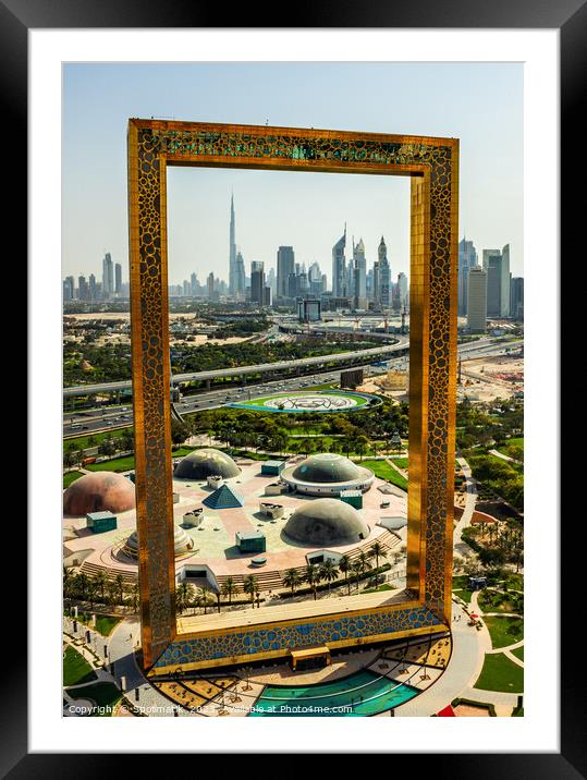 Aerial Dubai Frame Zabeel Park Sheikh Zayed Road  Framed Mounted Print by Spotmatik 