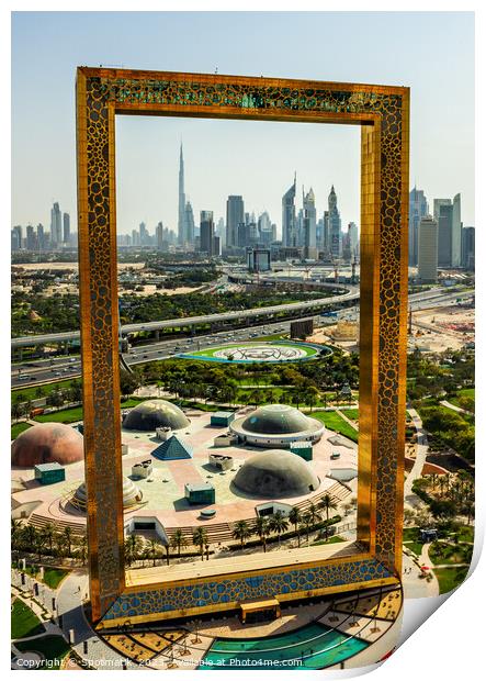 Aerial Dubai Frame Zabeel Park Sheikh Zayed Road  Print by Spotmatik 