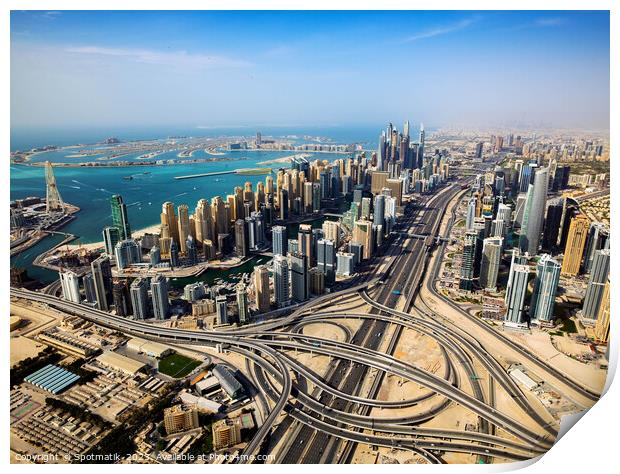 Aerial Dubai city skyscrapers Palm Jumeirah Island UAE  Print by Spotmatik 