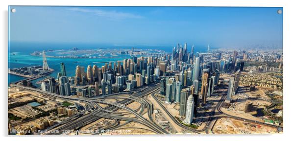Aerial Dubai city skyscrapers Sheikh Zayed Road Intersection Acrylic by Spotmatik 