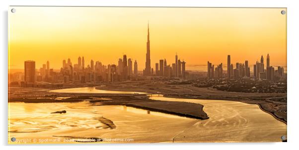 Aerial sunset view of Dubai city skyscrapers UAE Acrylic by Spotmatik 