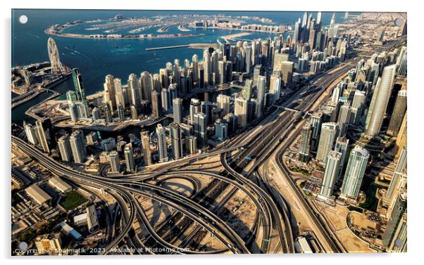 Aerial Dubai highway junction Sheikh Zayed Road UAE Acrylic by Spotmatik 