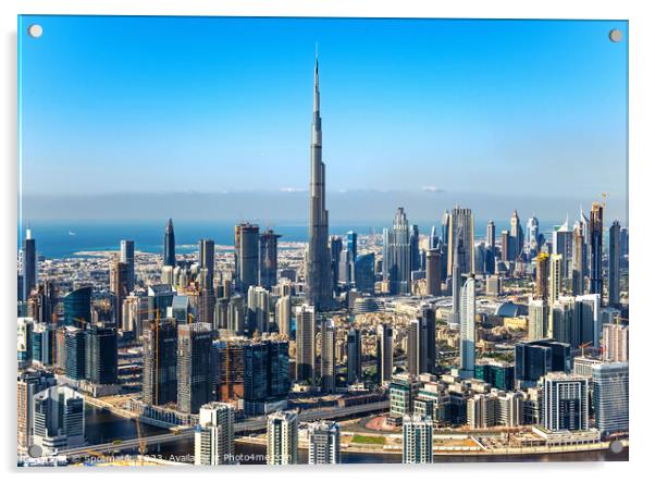 Aerial view of Burj Khalifa city skyscrapers UAE Acrylic by Spotmatik 