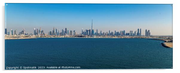 Aerial Panorama coastline cityscape view of Dubai skyscrapers  Acrylic by Spotmatik 