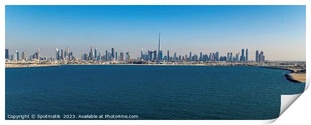 Aerial Panorama coastline cityscape view of Dubai skyscrapers  Print by Spotmatik 