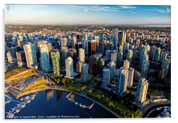 Aerial Vancouver Harbour Skyscrapers Seaplane Acrylic by Spotmatik 