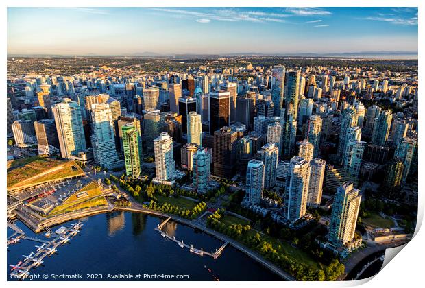 Aerial Vancouver Harbour Skyscrapers Seaplane Print by Spotmatik 