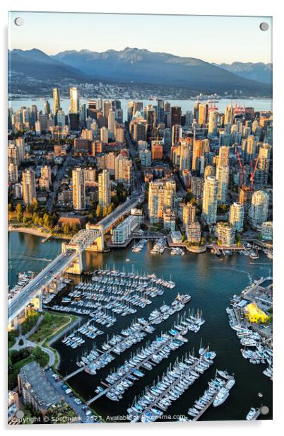 Aerial view of Vancouver skyscrapers Burrard Street Bridge  Acrylic by Spotmatik 
