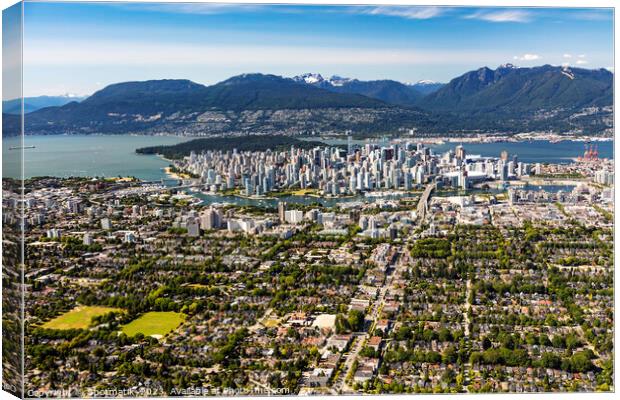 Aerial Vancouver and the Pacific Coast Ranges Canada Canvas Print by Spotmatik 