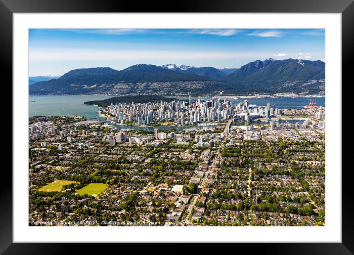 Aerial Vancouver and the Pacific Coast Ranges Canada Framed Mounted Print by Spotmatik 