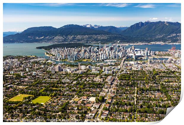 Aerial Vancouver and the Pacific Coast Ranges Canada Print by Spotmatik 