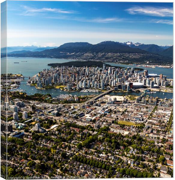 Aerial Vancouver Harbour city British Columbia Canvas Print by Spotmatik 