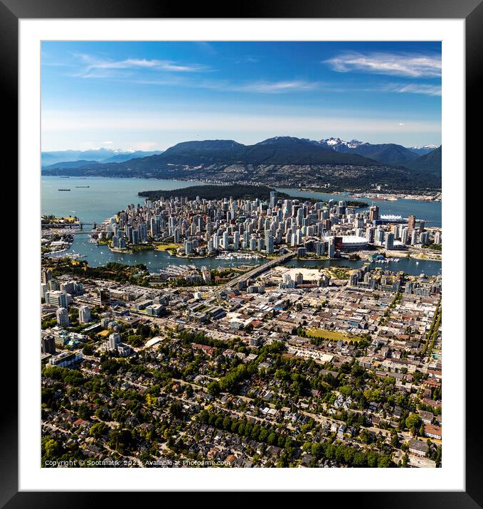 Aerial Vancouver Harbour city British Columbia Framed Mounted Print by Spotmatik 