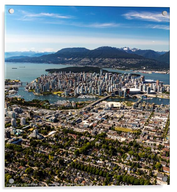 Aerial Vancouver Harbour city British Columbia Acrylic by Spotmatik 