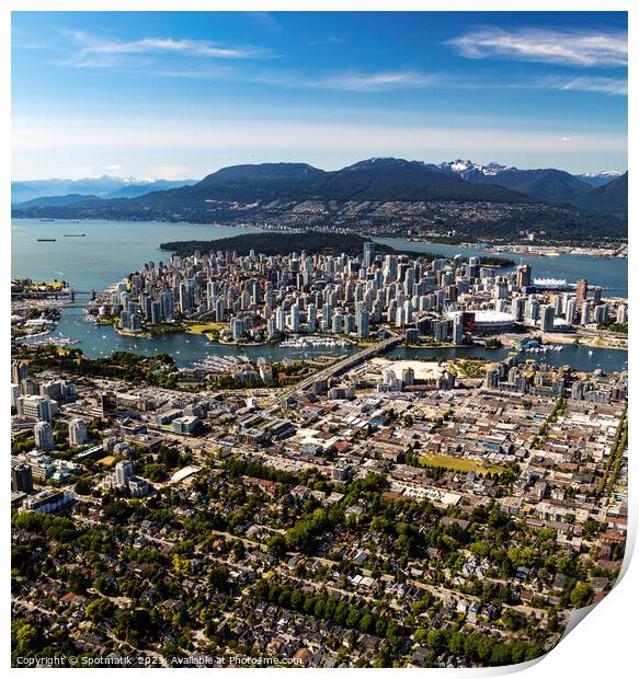 Aerial Vancouver Harbour city British Columbia Print by Spotmatik 