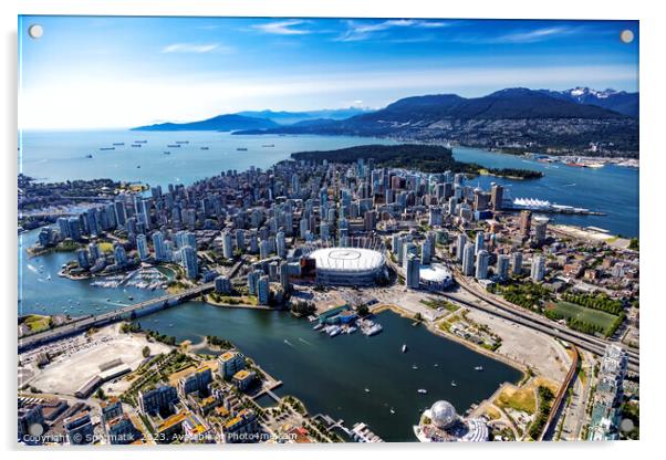 Aerial Vancouver Pacific Coast Ranges BC Place Stadium  Acrylic by Spotmatik 