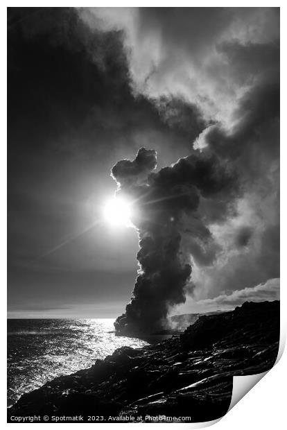 Big Island Hawaii Kilauea volcano hot steam rising Print by Spotmatik 