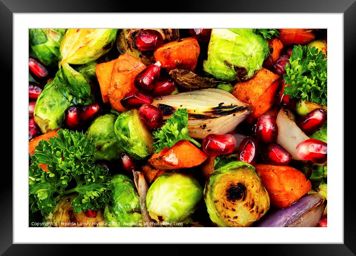 Grilled vegetable salad, macro Framed Mounted Print by Mykola Lunov Mykola