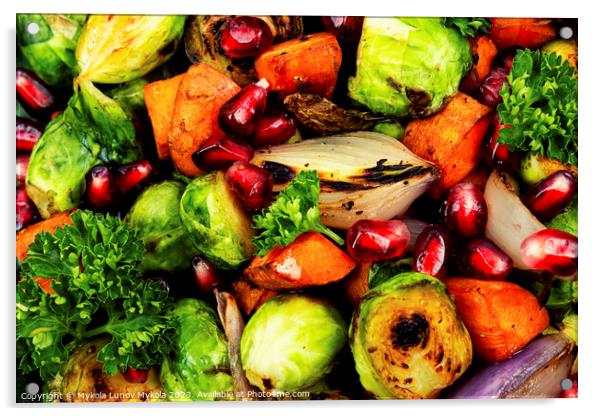 Grilled vegetable salad, macro Acrylic by Mykola Lunov Mykola
