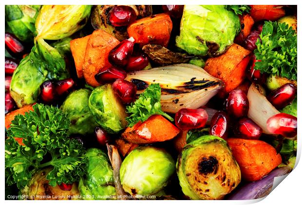 Grilled vegetable salad, macro Print by Mykola Lunov Mykola