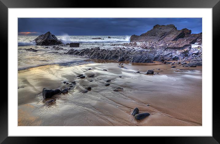 Winters Sunset On Sandymouth Framed Mounted Print by Mike Gorton