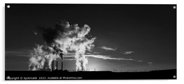 Power plant at sunrise Industrial complex producing energy  Acrylic by Spotmatik 