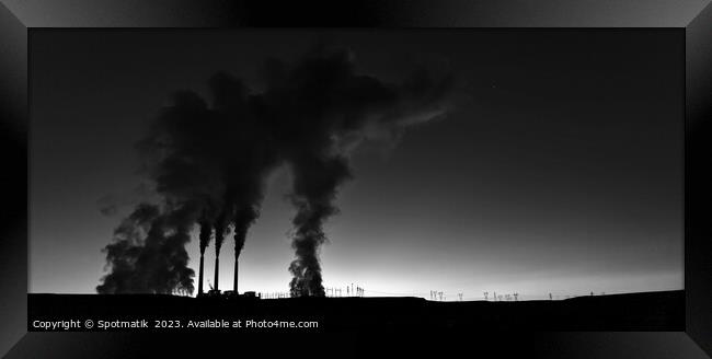 Arizona Power plant at sunrise emitting smoke and steam  Framed Print by Spotmatik 
